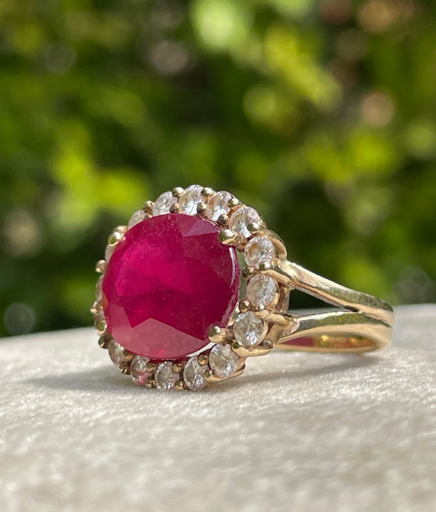 Ruby, Diamond and solid 14k Yellow Gold Ring