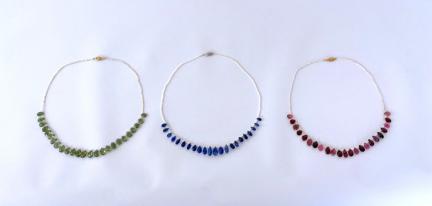 Natural Seed Pearl Necklace with Kyantie and 14k White Gold