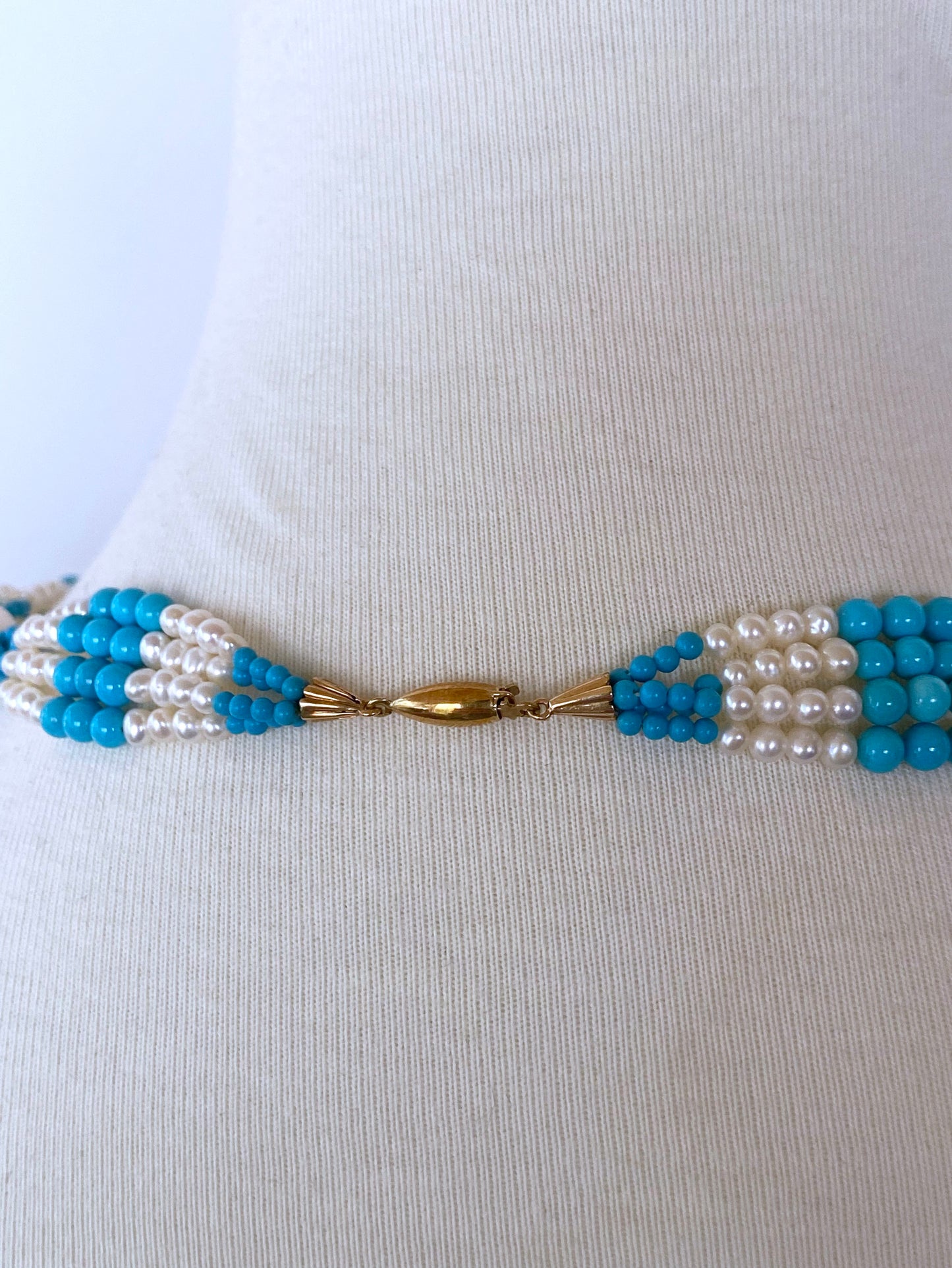 Graduated Pearl, Turquoise & 14k Yellow Gold Sautoir with Tassel