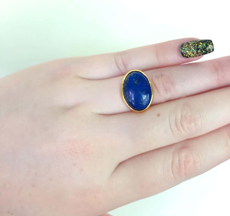 Lapis Lazuli Ring with 14 Karat Yellow Gold Band