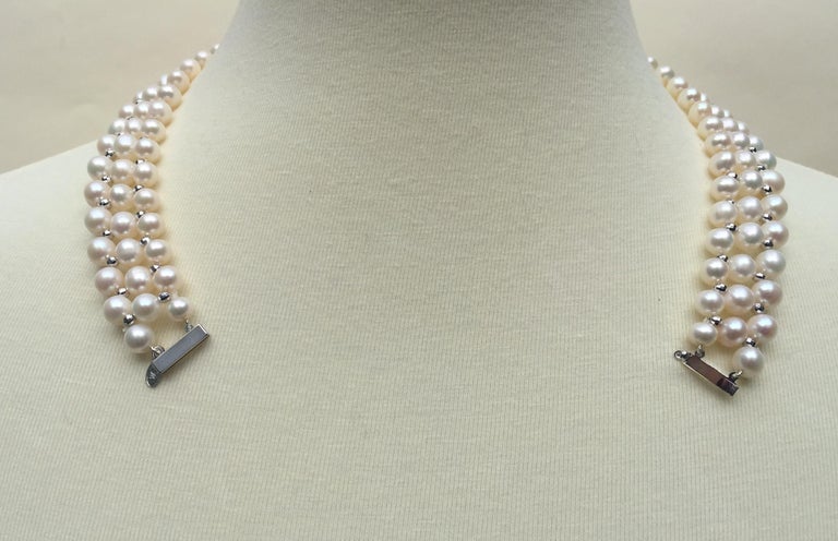 Marina J Woven Pearl Necklace with 14 Karat Gold Faceted Beads and Clasp