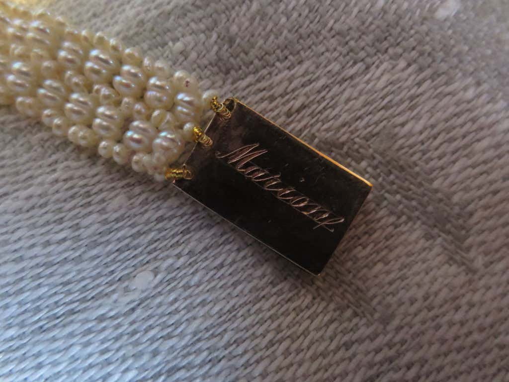 Multi-Strand Unique Woven Seed Pearl Bracelet with Antique Gold Clasp