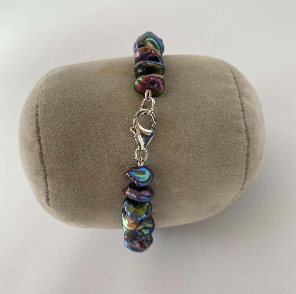 Men's / Unisex Black Keshi Pearl Bracelet