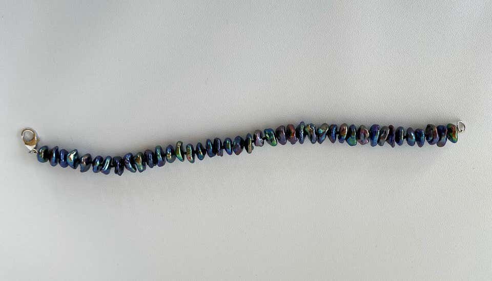 Men's / Unisex Black Keshi Pearl Bracelet