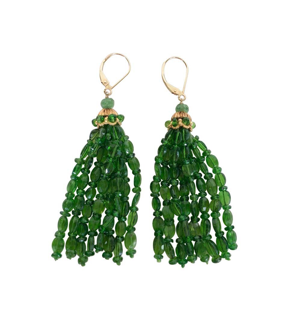 Marina J. Tsavorite and 14K Gold Tassel Earrings