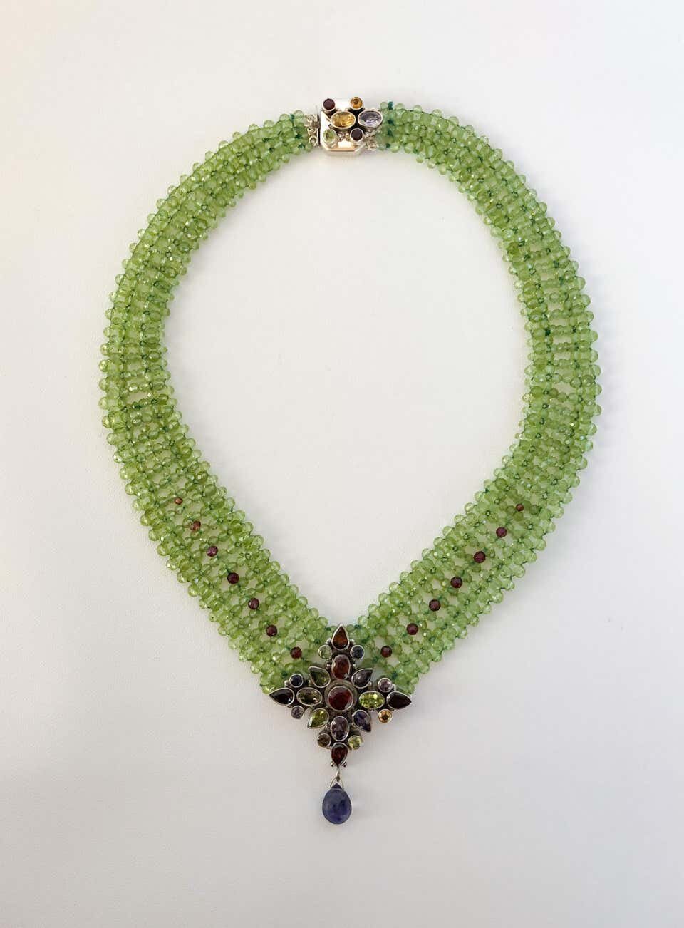 Marina J. Stunning Woven Peridot and Garnet Necklace & Multicolored Centerpiece