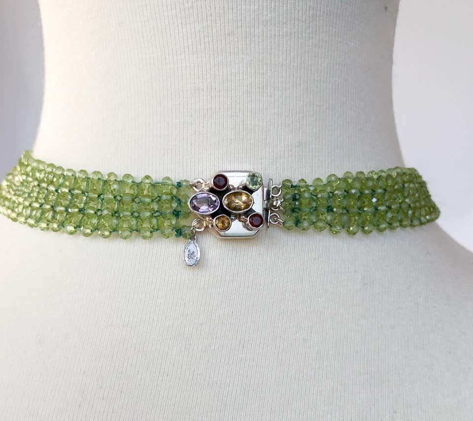 Marina J. Stunning Woven Peridot and Garnet Necklace & Multicolored Centerpiece