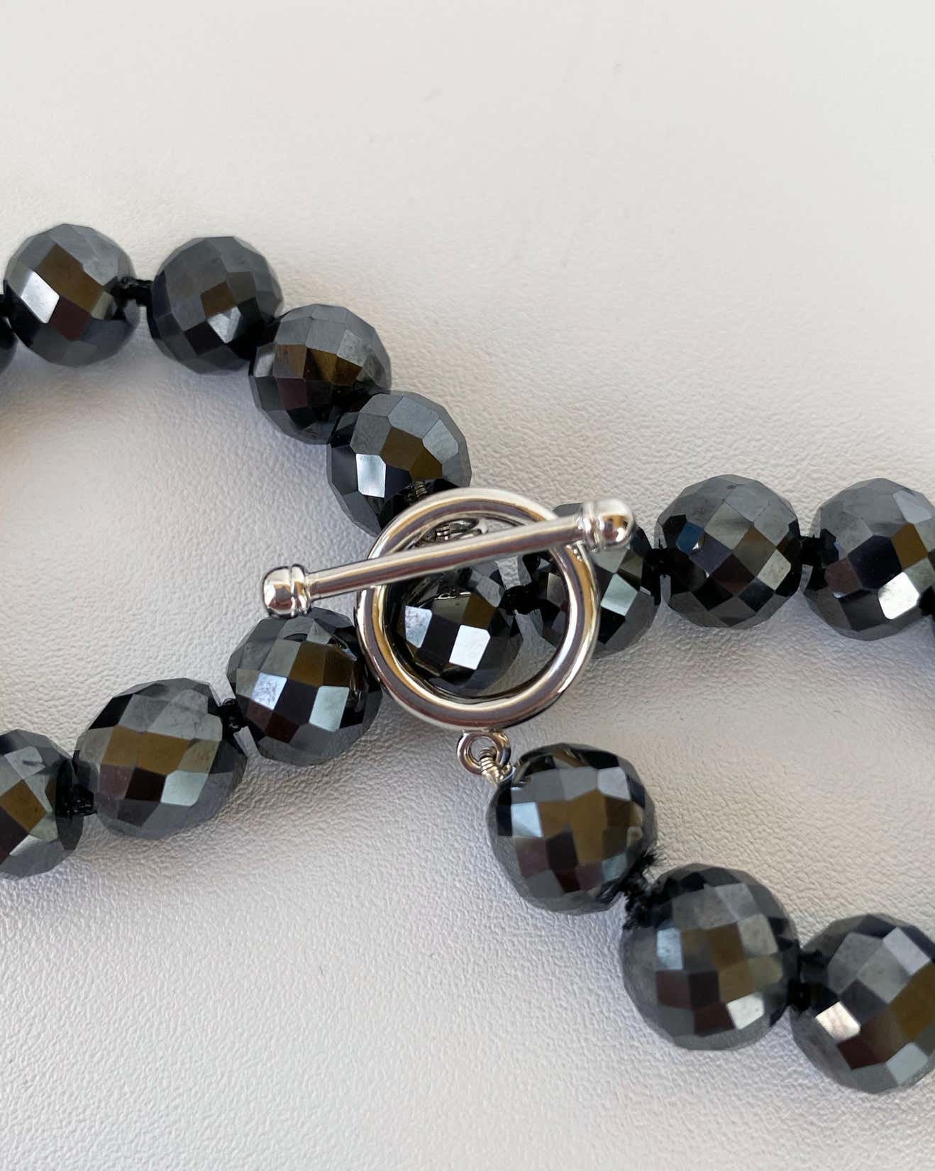 Men's / Unisex Black Spinel Bracelet with Toggle Clasp