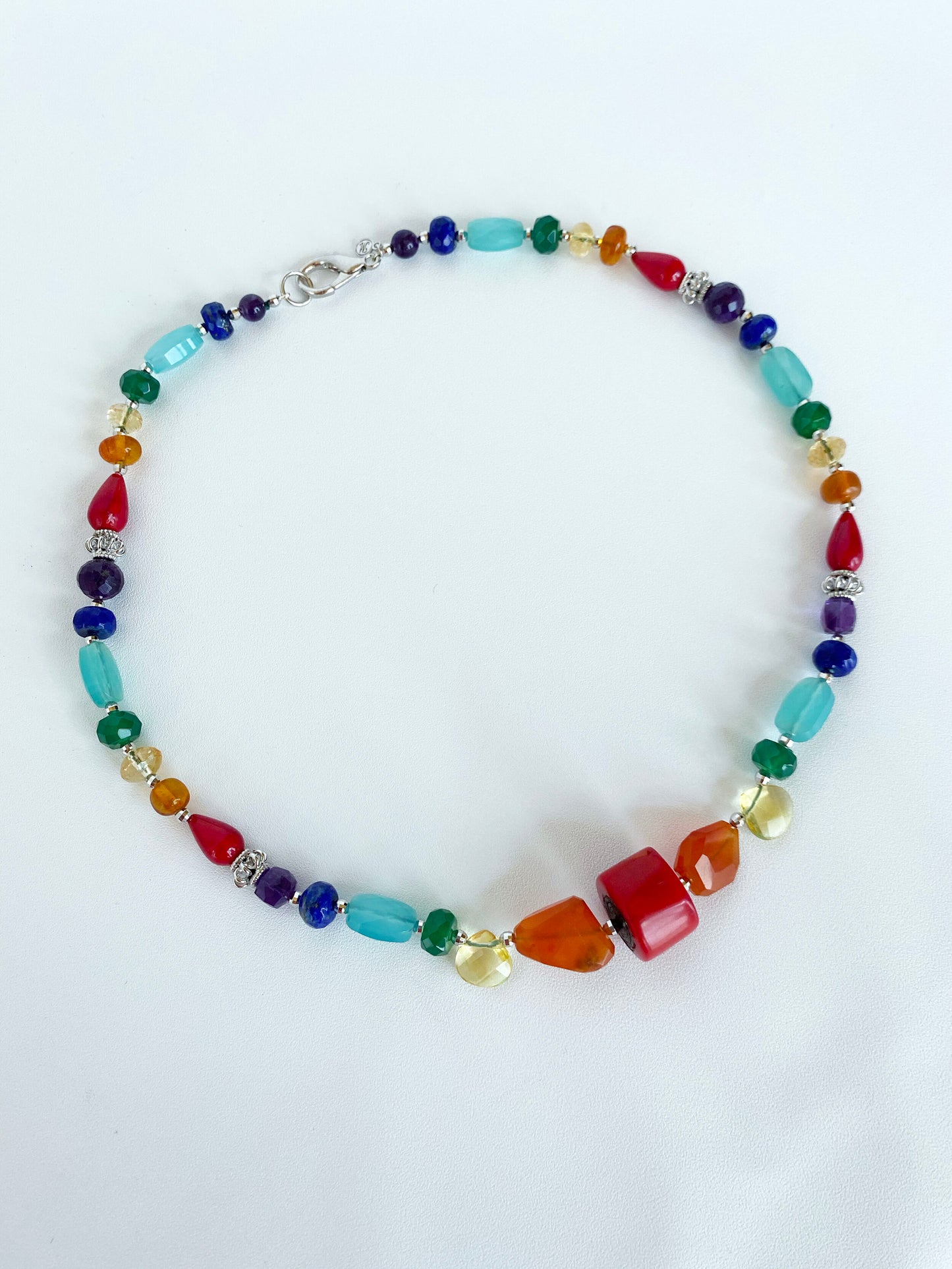 Marina J "Pride" Multicolored Semiprecious Stone Unisex Rainbow Necklace