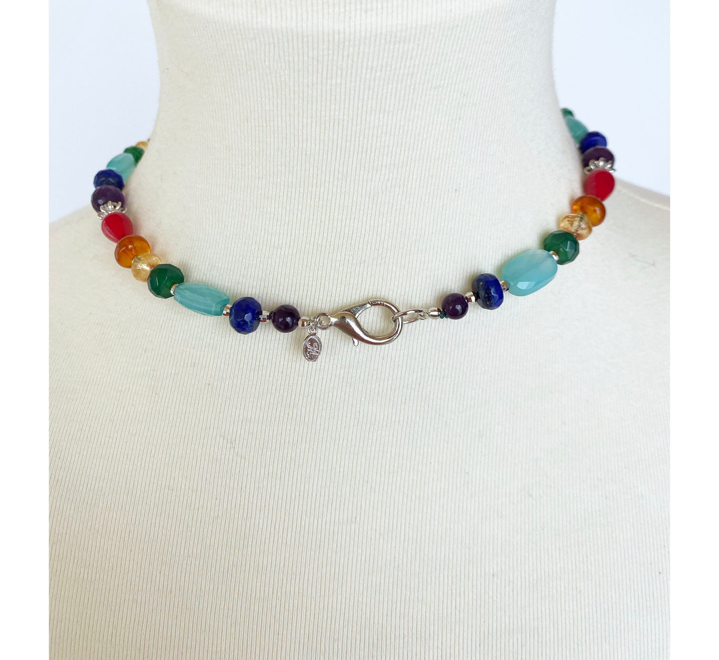 Marina J "Pride" Multicolored Semiprecious Stone Unisex Rainbow Necklace