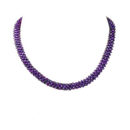 Amethyst Woven Rope Necklace with 14k Solid Gold