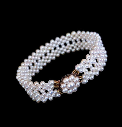 Antique Pearl Bracelet with Vintage Pearl Clasp / Centerpiece