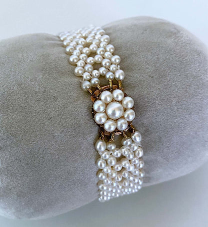 Antique Pearl Bracelet with Vintage Pearl Clasp / Centerpiece