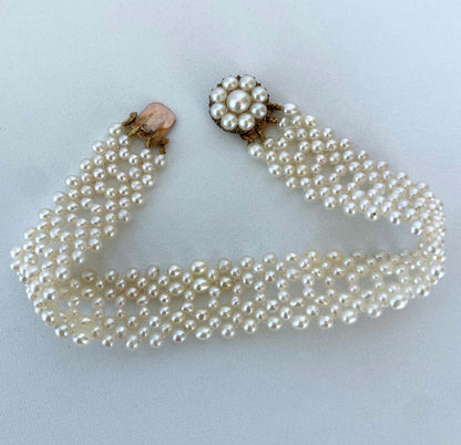 Antique Pearl Bracelet with Vintage Pearl Clasp / Centerpiece