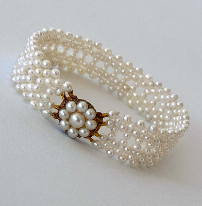 Antique Pearl Bracelet with Vintage Pearl Clasp / Centerpiece