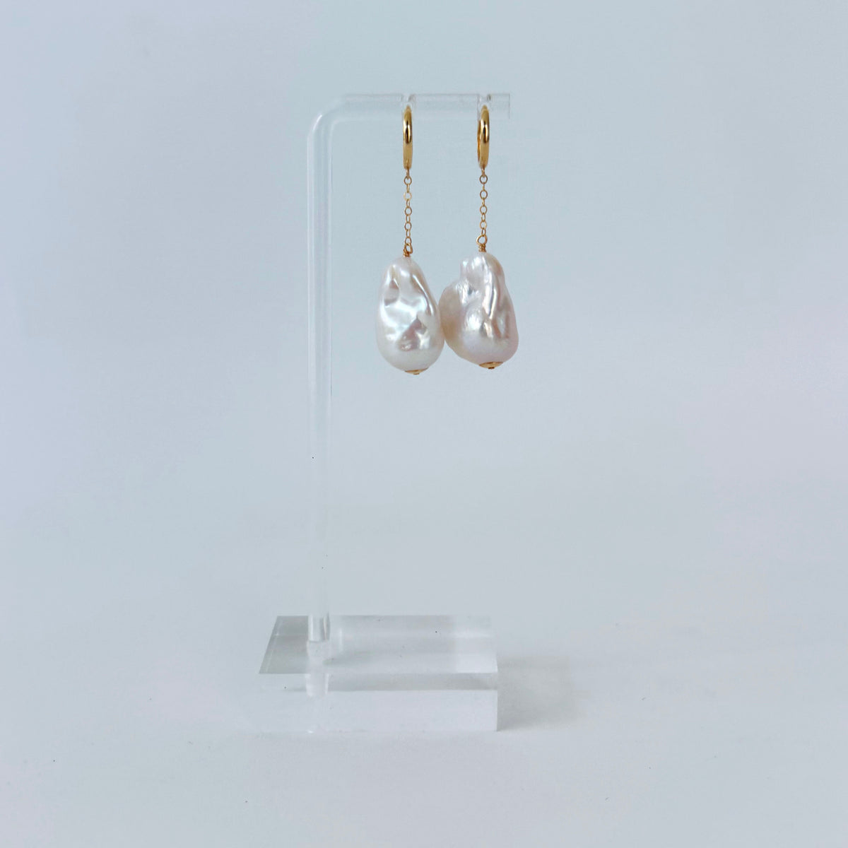 Baroque Pearl & 14k Gold Dangle Earrings