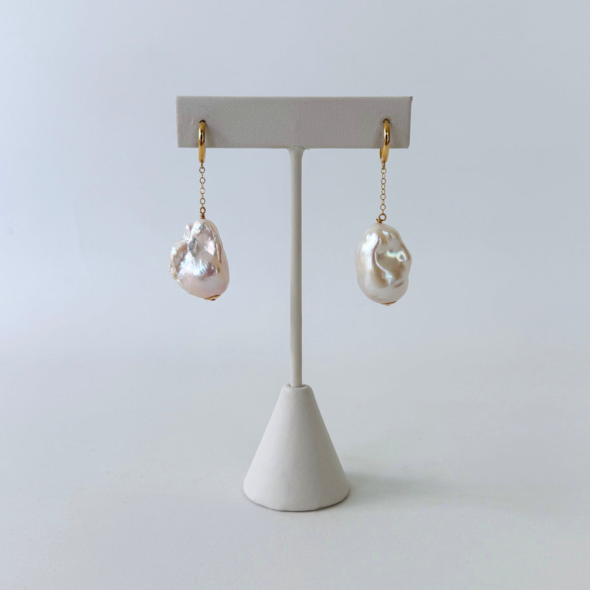 Baroque Pearl & 14k Gold Dangle Earrings