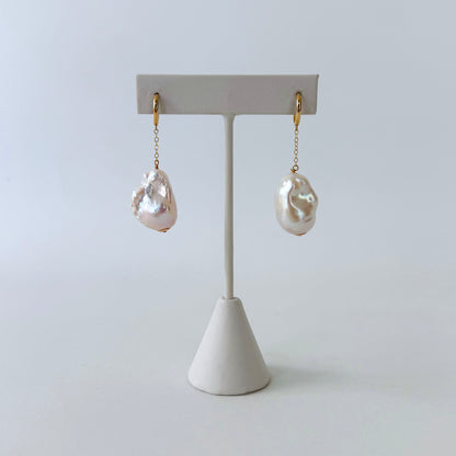 Baroque Pearl & 14k Gold Dangle Earrings