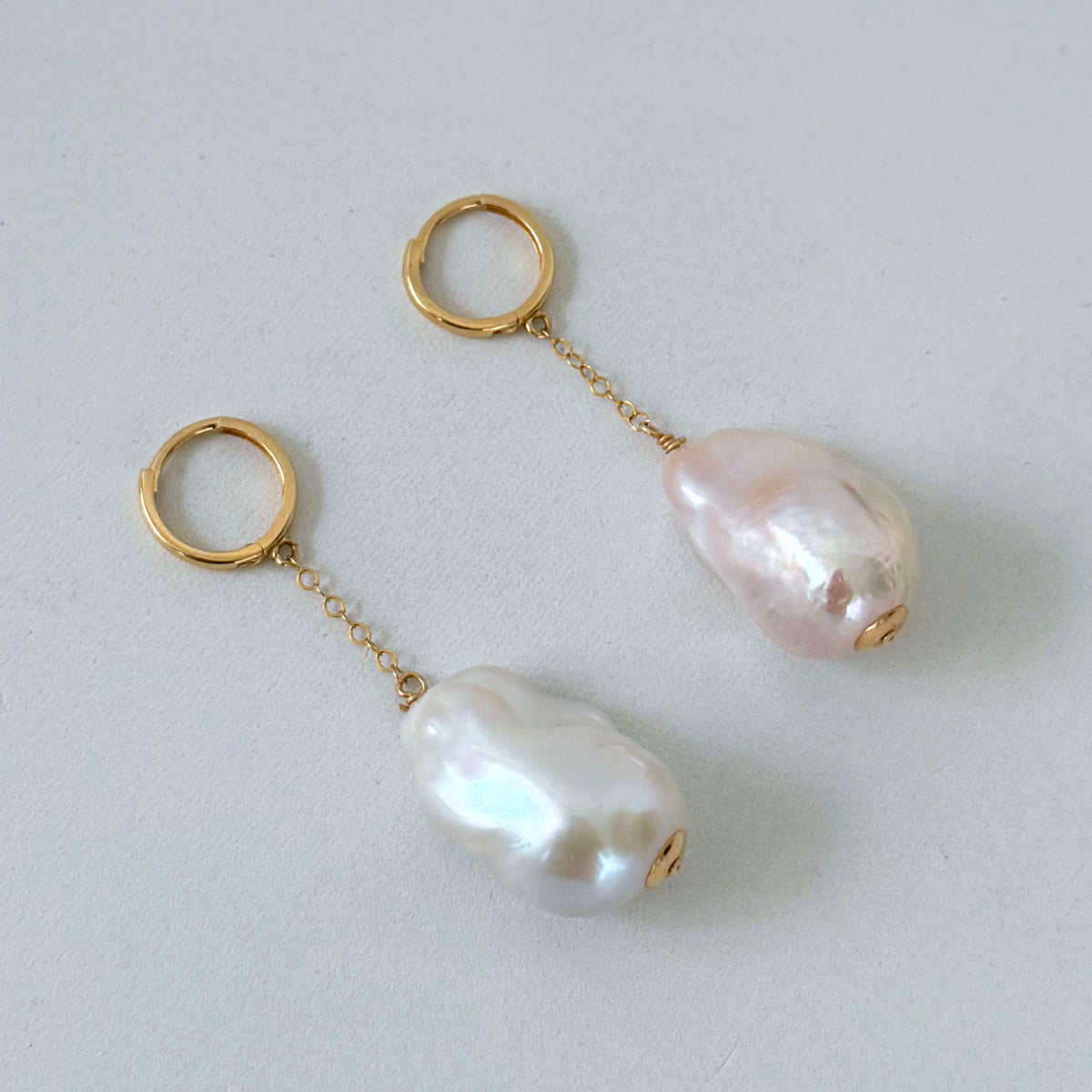 Baroque Pearl & 14k Gold Dangle Earrings