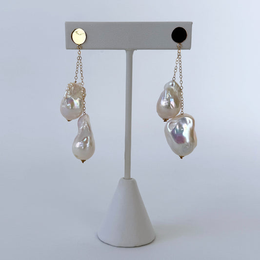 Baroque Pearl & 14k Gold Dangle Earrings
