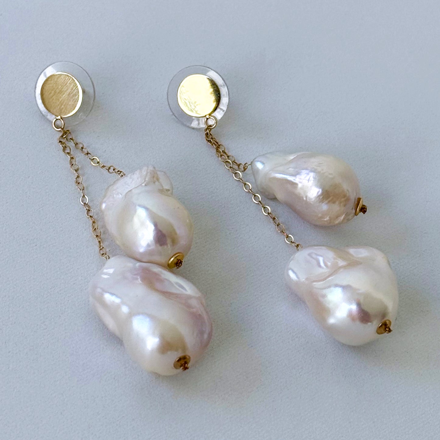 Baroque Pearl & 14k Gold Dangle Earrings