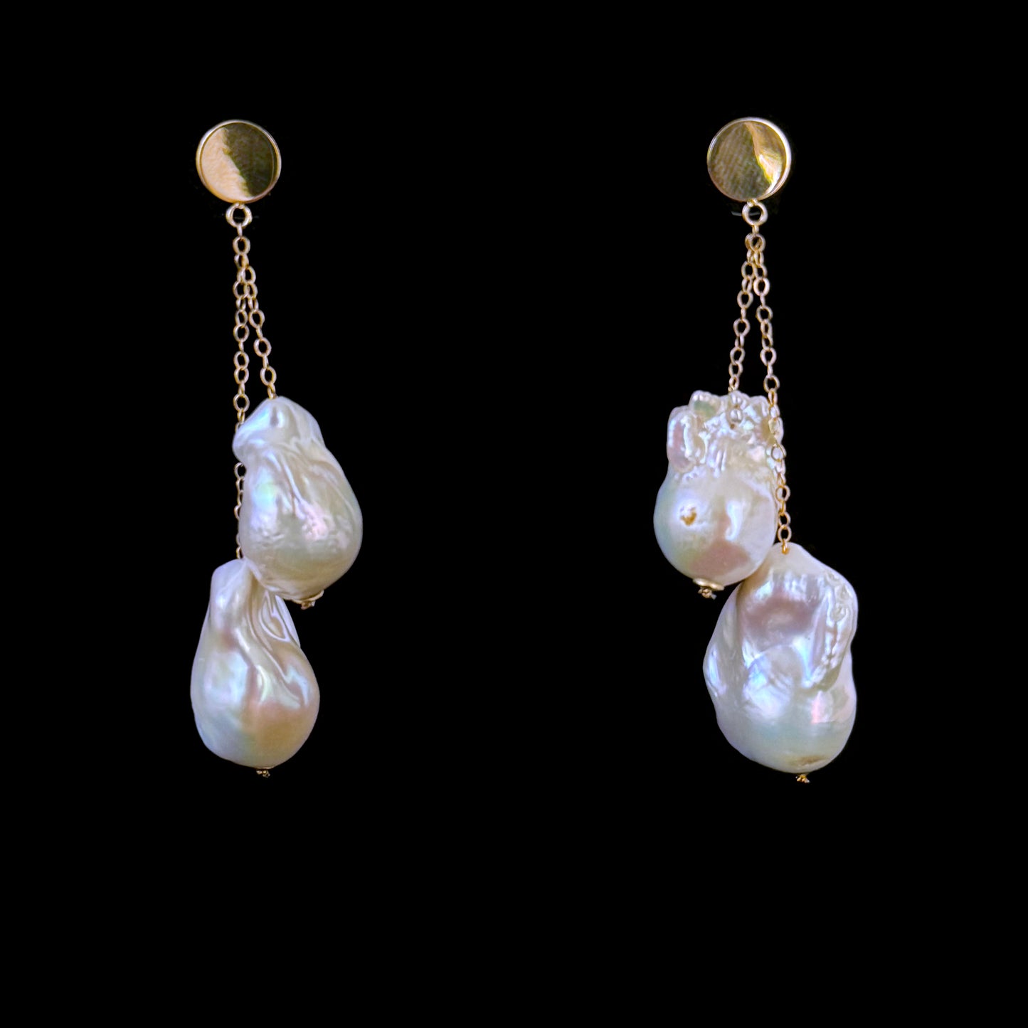 Baroque Pearl & 14k Gold Dangle Earrings