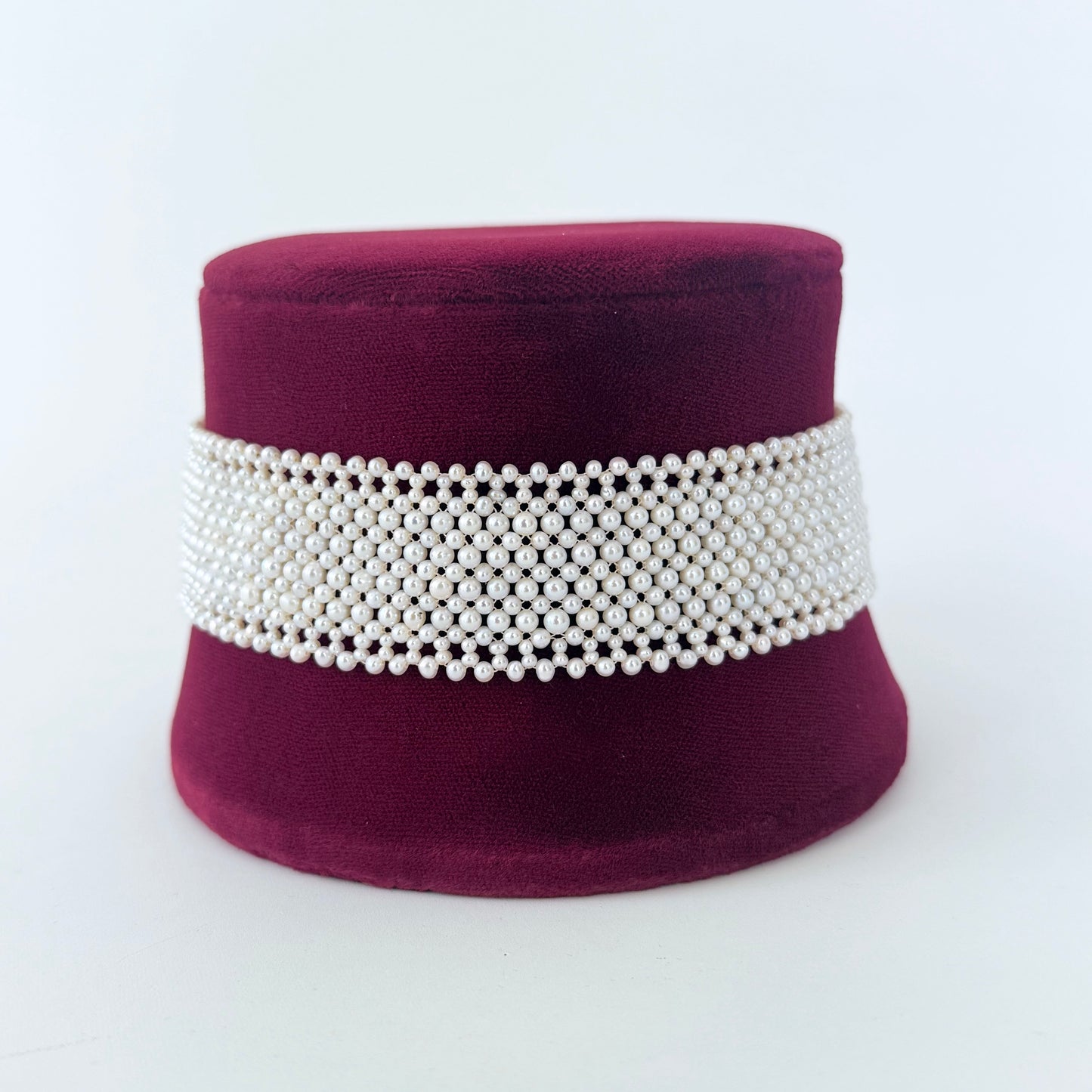 Pearl Woven Bridal Choker with Rhodium Silver