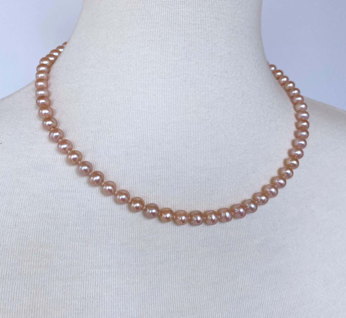 Pink Pearl Necklace with 14k Yellow Gold Filigree Clasp