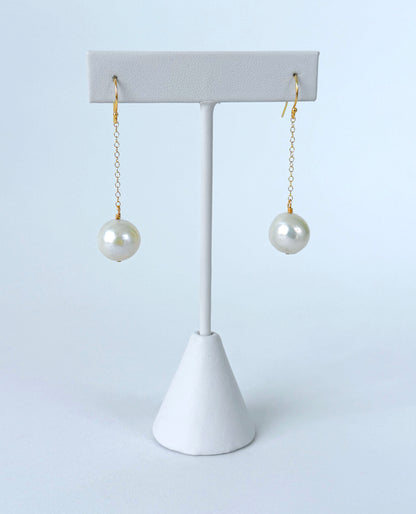 Earring with solid 14k Yellow Gold Chain & Hook