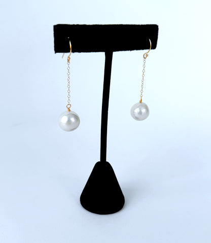 Earring with solid 14k Yellow Gold Chain & Hook