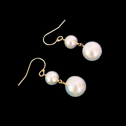 Pearl Drop Earrings with Solid 14k Yellow Gold