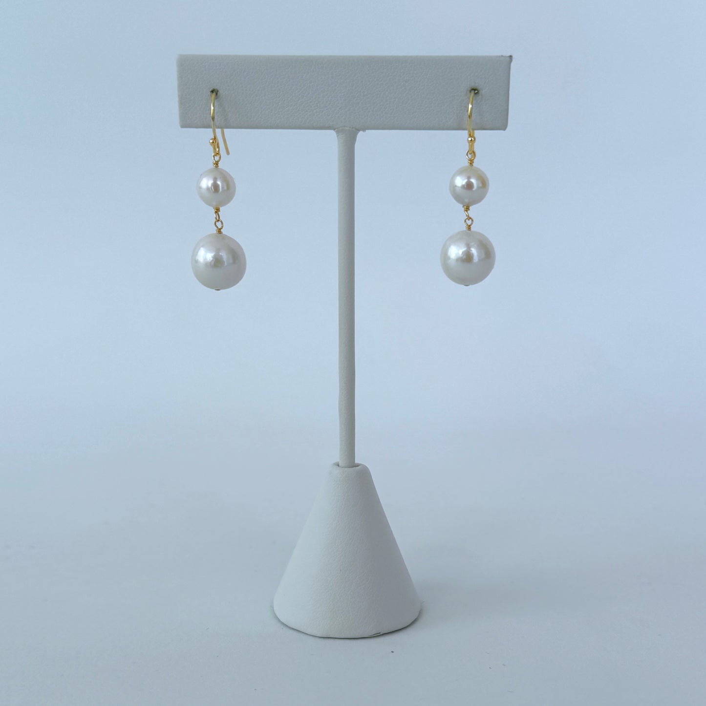 Pearl Drop Earrings with Solid 14k Yellow Gold