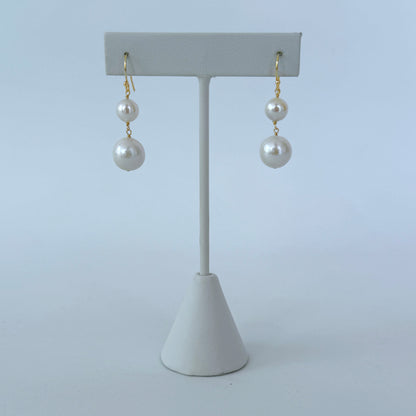 Pearl Drop Earrings with Solid 14k Yellow Gold