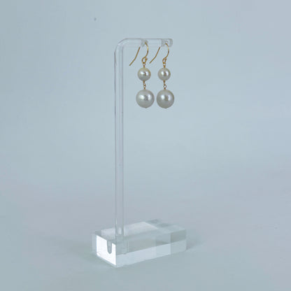 Pearl Drop Earrings with Solid 14k Yellow Gold