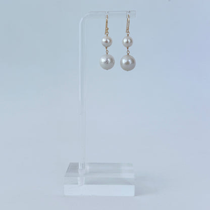 Pearl Drop Earrings with Solid 14k Yellow Gold