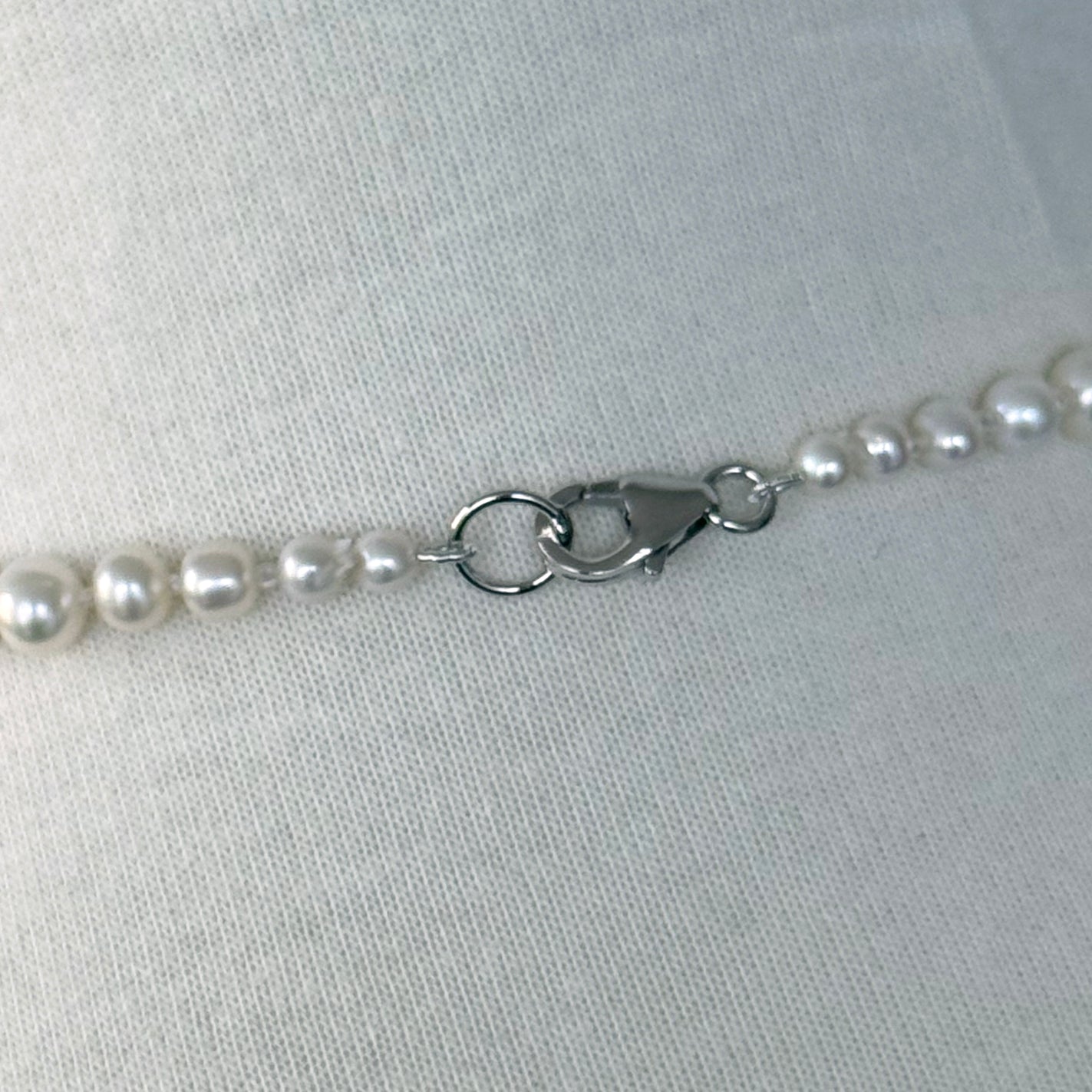 Pearl Draped Necklace With Rhodium Silver Findings