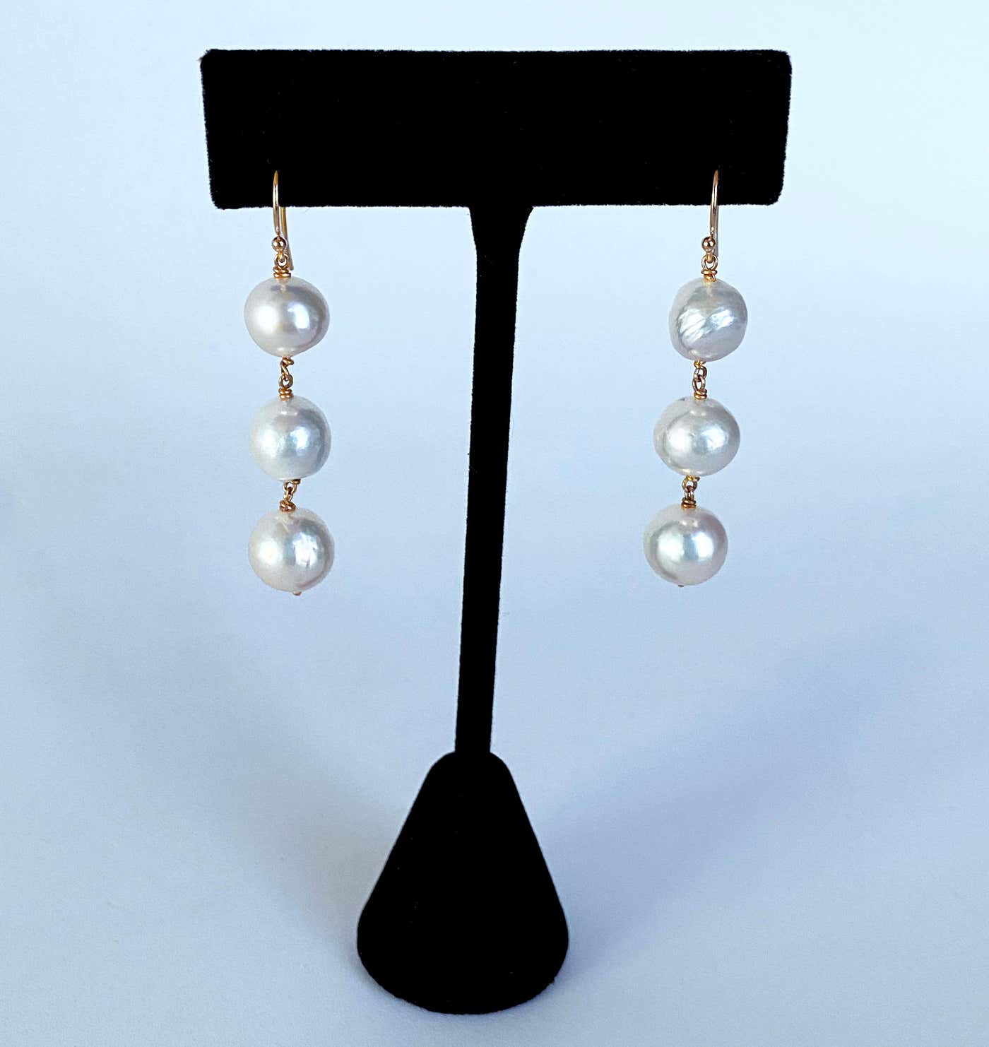 Pearl & Solid 14k Yellow Gold Earrings