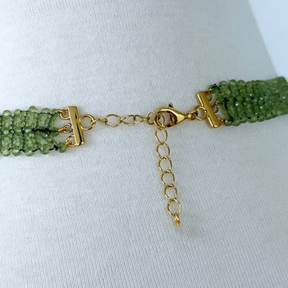 Peridot, Mosaic & 18k Gold Plated Woven Necklace