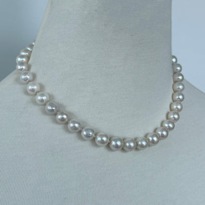 Pearl Necklace With Solid 14k Gold Ball Clasp