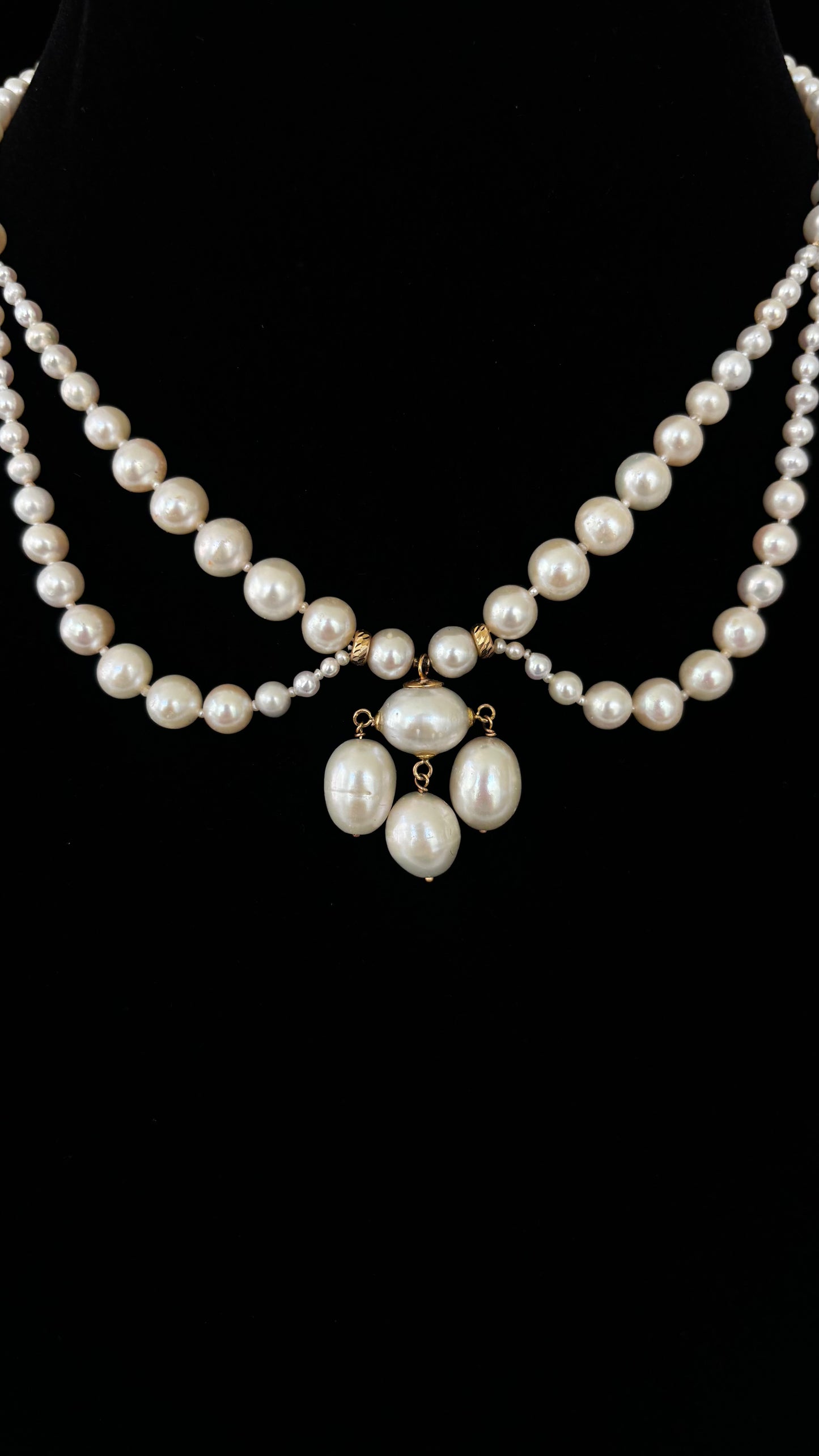 Marina J. Graduated Pearl Draped Necklace with 14k Yellow Gold Beads and Clasp