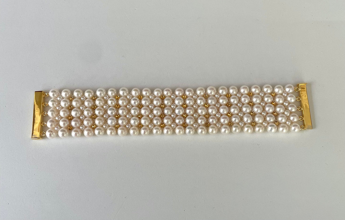 Pearl and 18k Yellow Gold Plated  Woven Bracelet