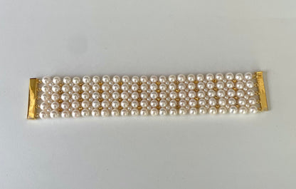 Pearl and 18k Yellow Gold Plated  Woven Bracelet
