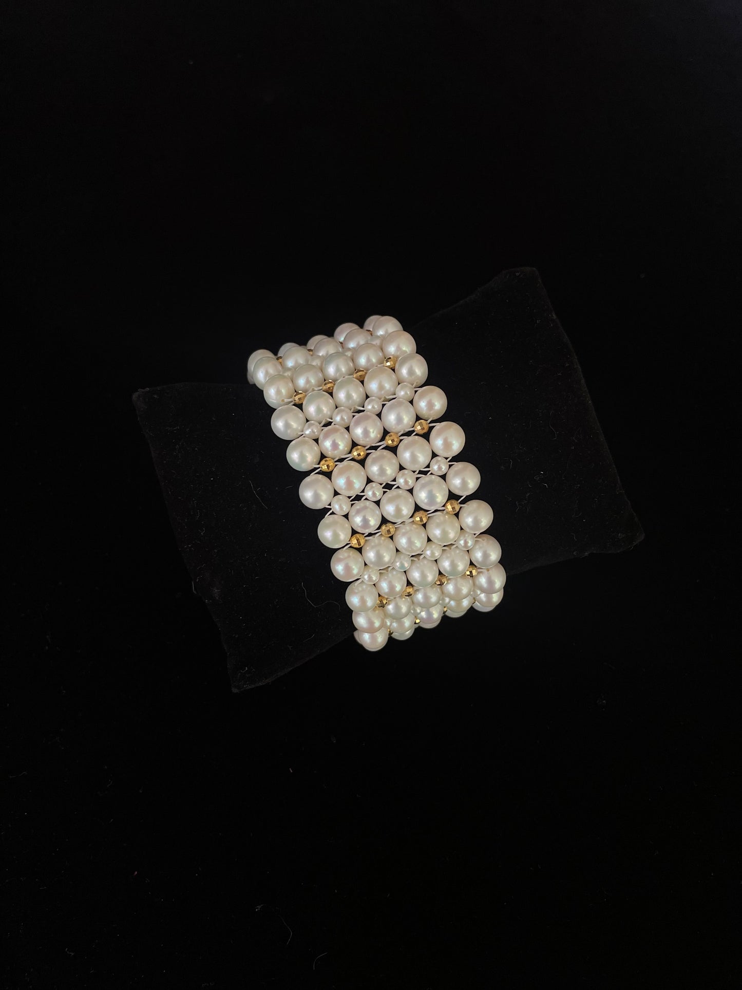 Pearl and 18k Yellow Gold Plated  Woven Bracelet