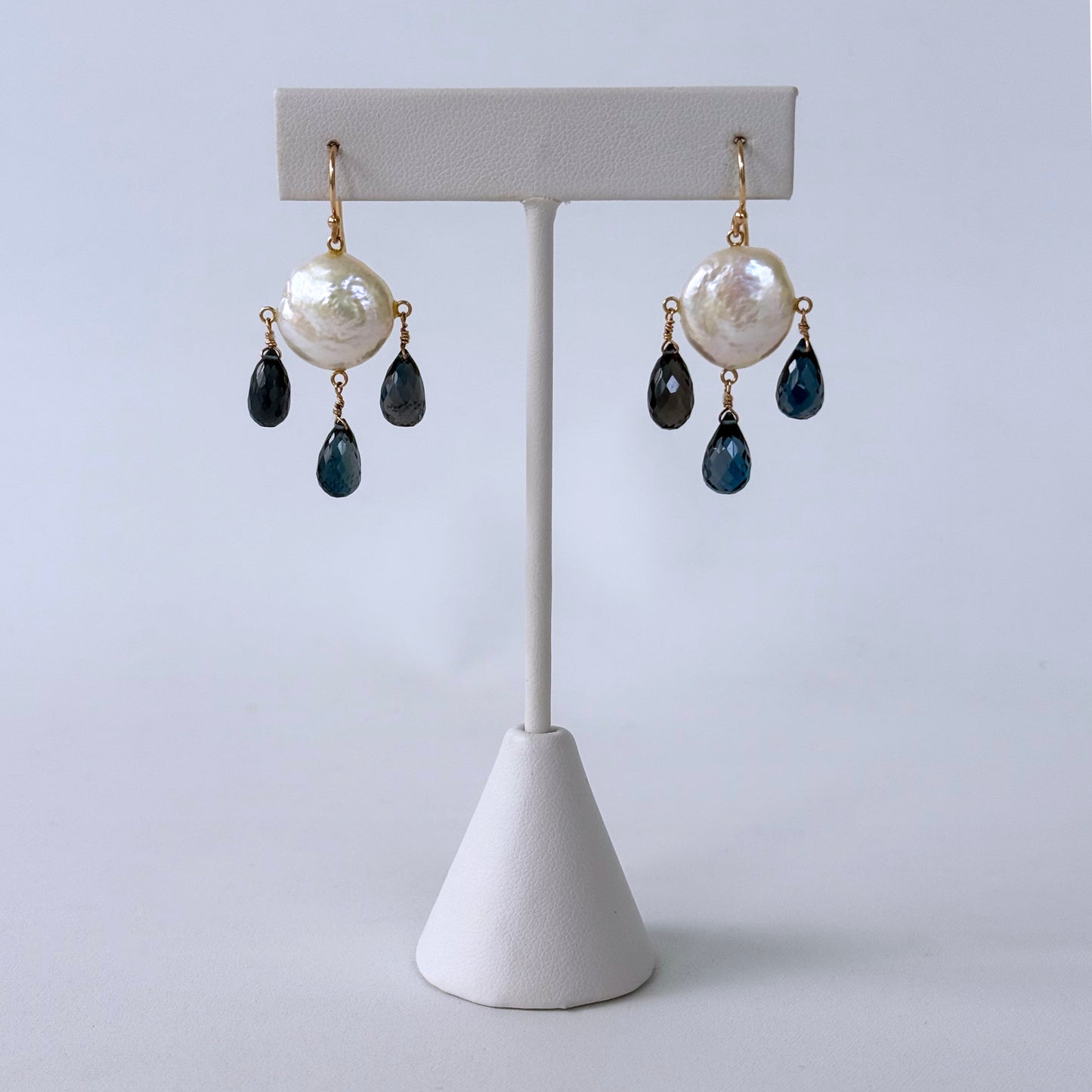 London Blue Topaz, Pearl & 14k Chandelier Earrings
