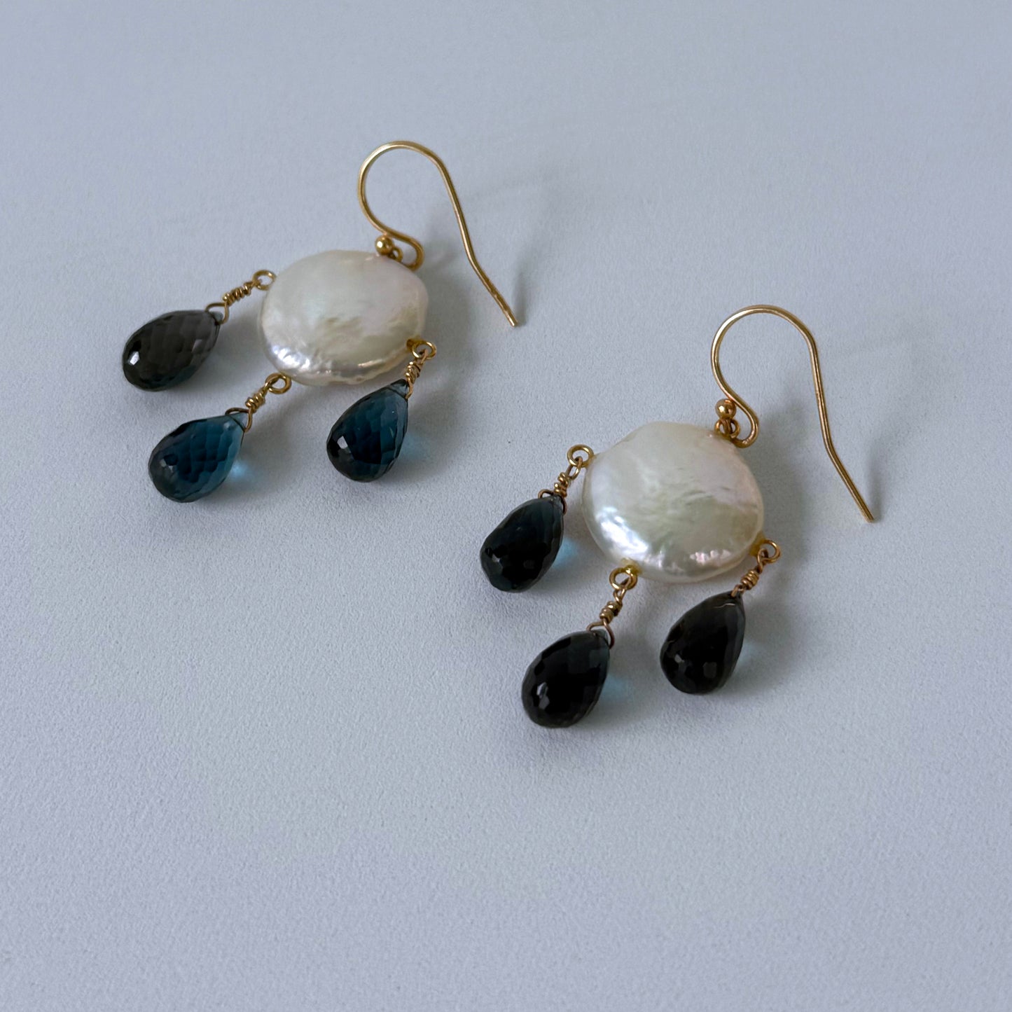 London Blue Topaz, Pearl & 14k Chandelier Earrings