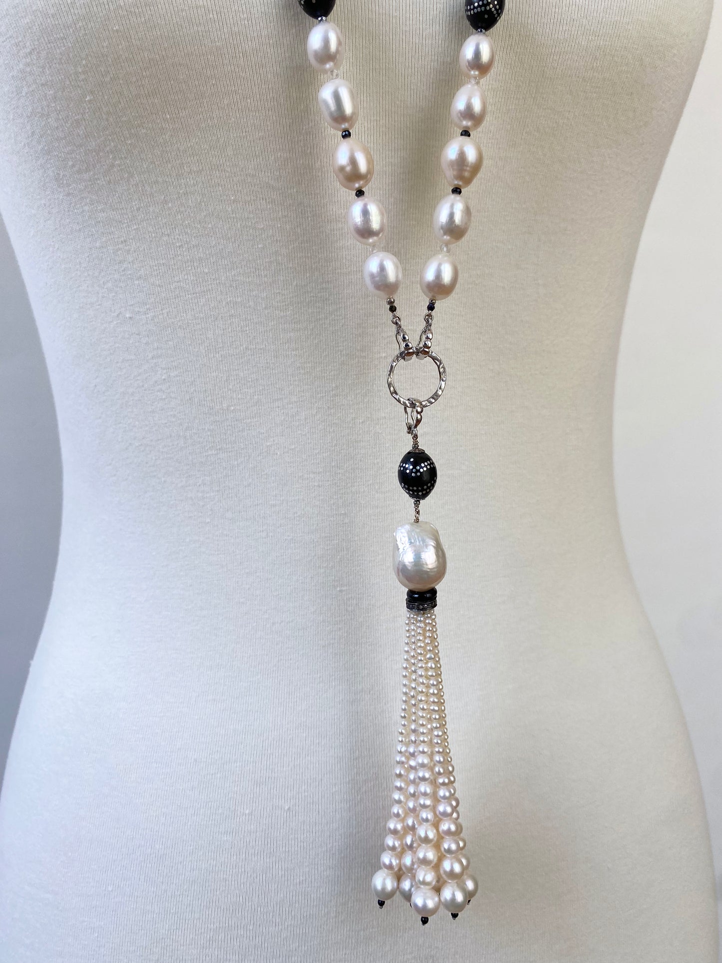 Pearl, Solid White Gold & Worry Bead Sautoir