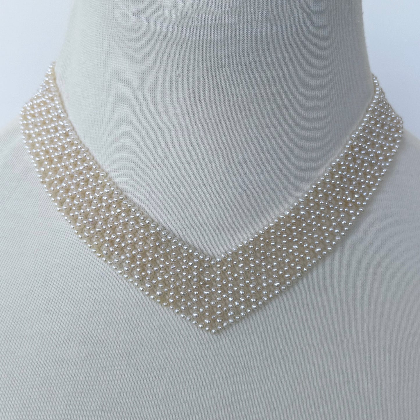 Pearl Woven "V" Necklace with Adjustable 14k Clasp