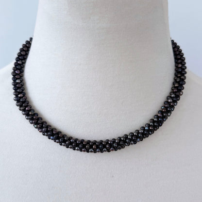 Black Pearl Rope Necklace with Removable Graduated Tassel