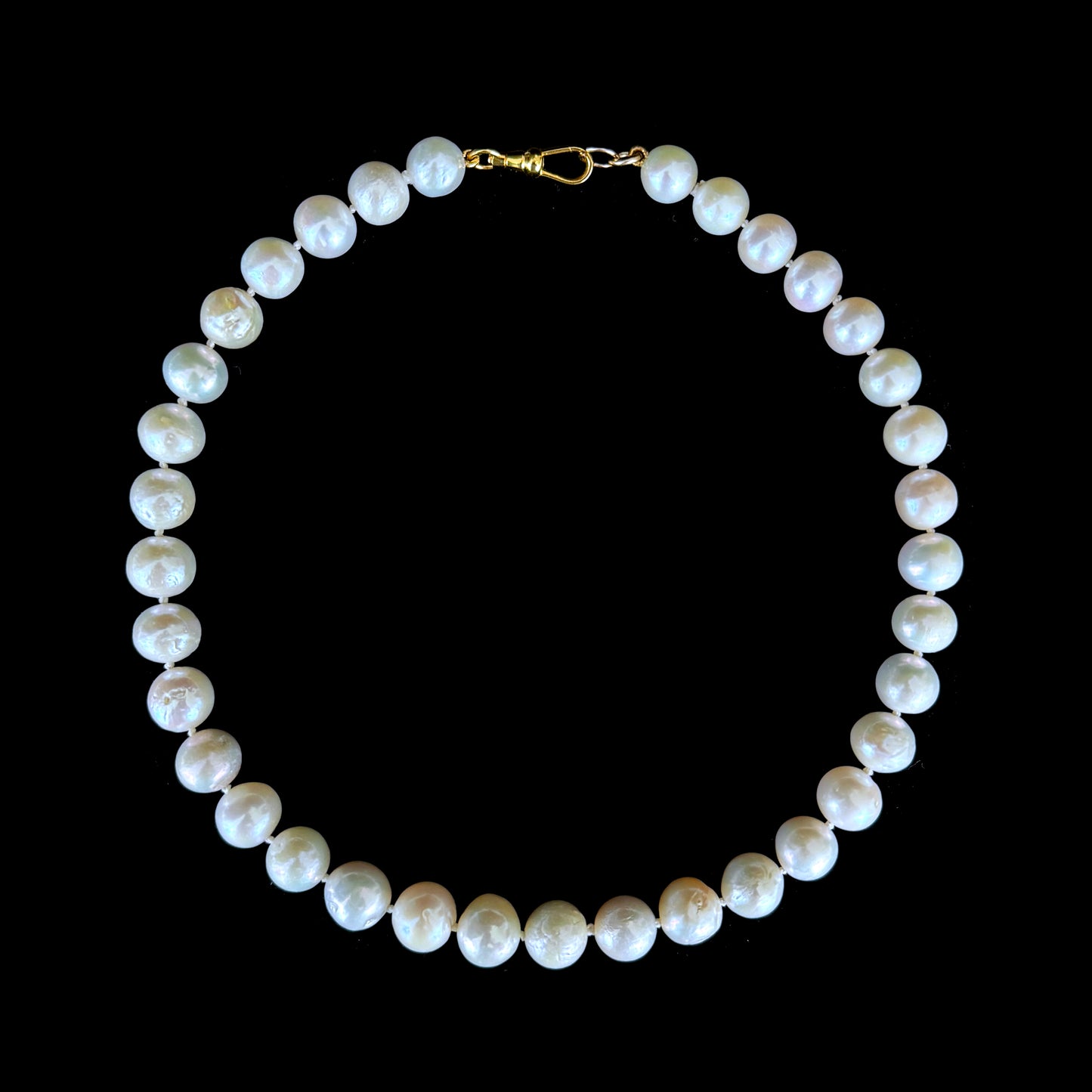 Pearl Strung Necklace with 18k Plated Clasp