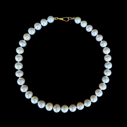 Pearl Strung Necklace with 18k Plated Clasp